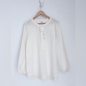 NWT Max Studio – White Linen Cotton Blouse – M